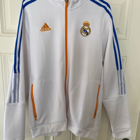 Adidas White Jacket with Bold Orange Accents - Picture 1 of 6